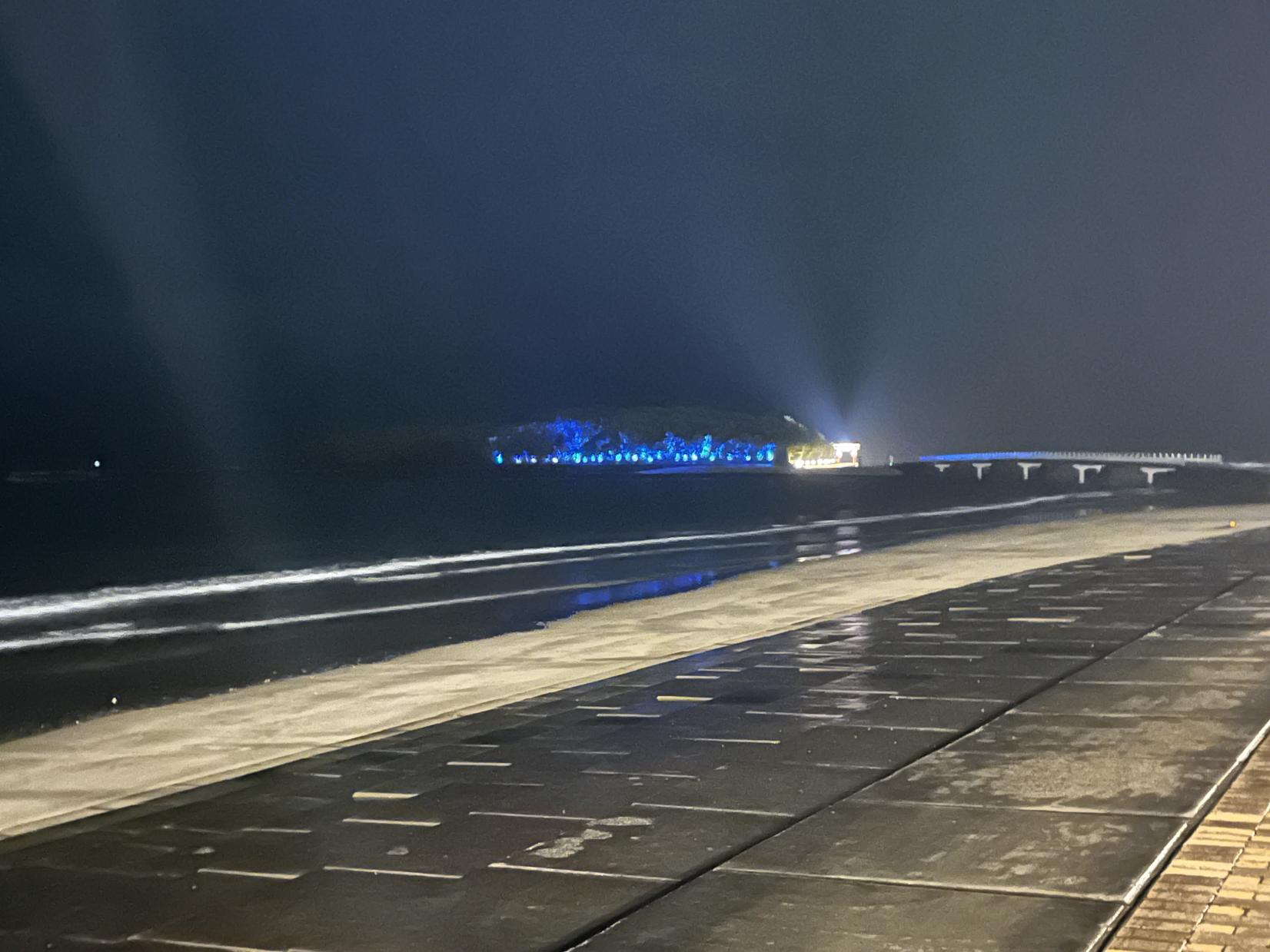 🌉 夜の青島が光で浮かび上がる-3